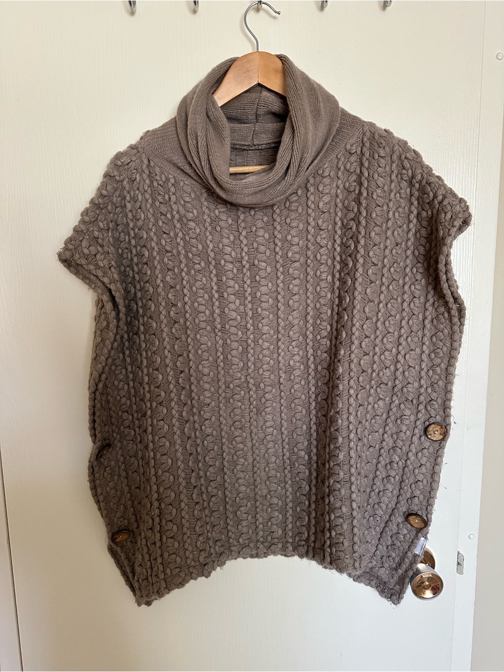 Cozy Taupe Cable Knit Cowl Neck Sweater